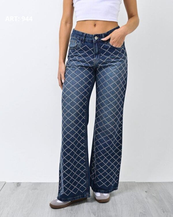 944- Wide leg con Strass