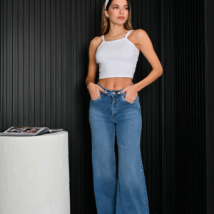 1186- Jeans Palazzo con bordado